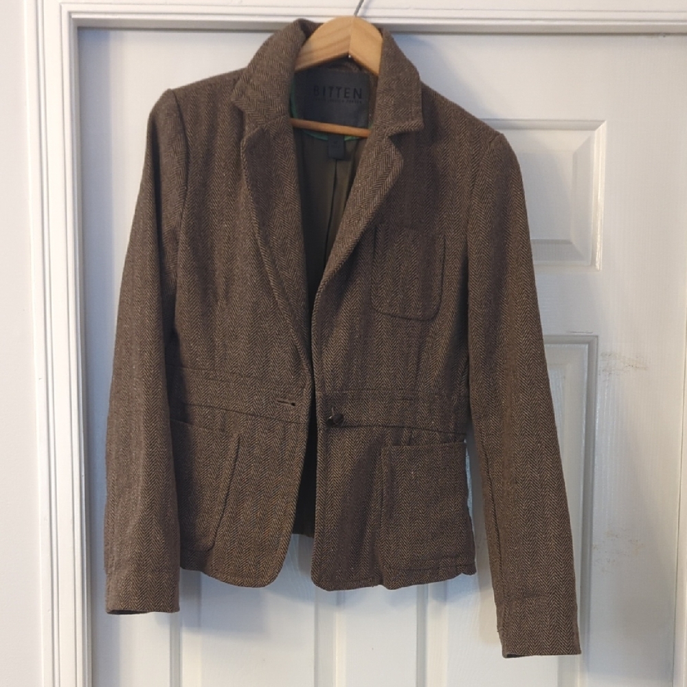 Bitten by Sarah Jessica Parker Brown Tweed Women's Blazer Jacket Size M